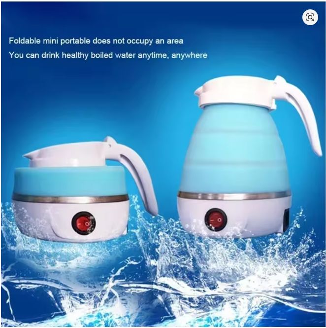 
Compact collapsible electric kettle with silicone body