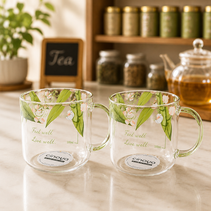 
Premium 280ml floral glass for tea and soft drinks