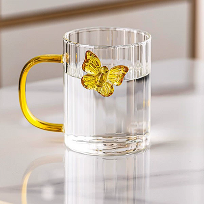 
Creative glass coffee mug with colored handle