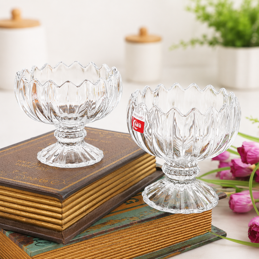 Japanese Lotus Tall Glass Dessert Cup | Elegant Ice Cream, Parfait & Milkshake Glass
