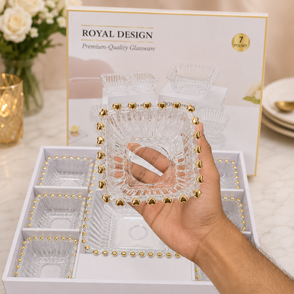 
Crystal clear glass bowls with decorative gold edge