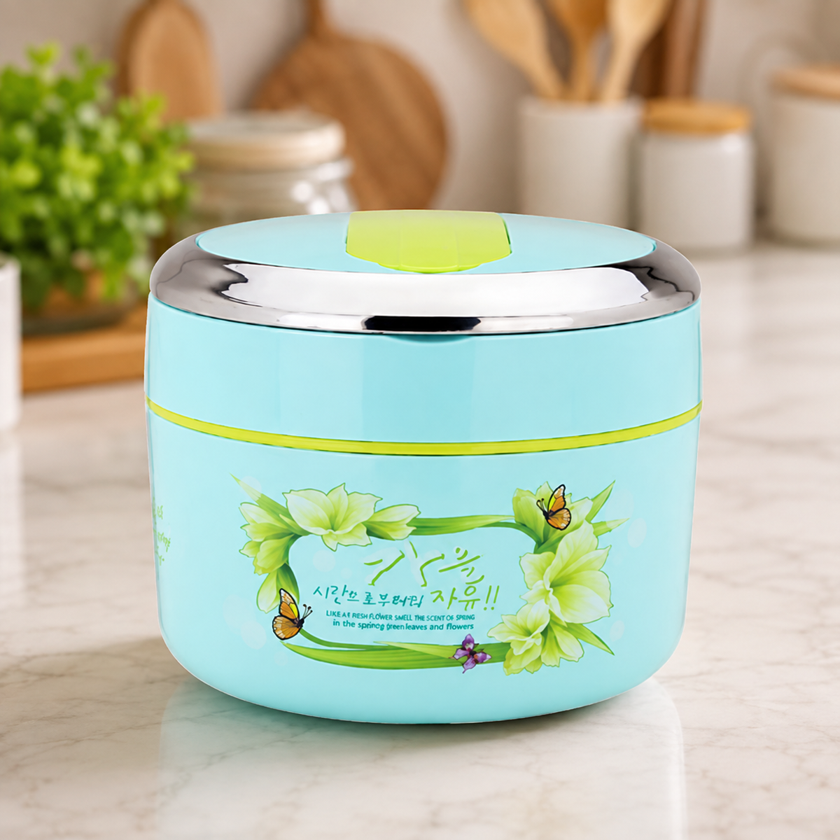 Cute cartoon stainless steel kids lunch box with spoon