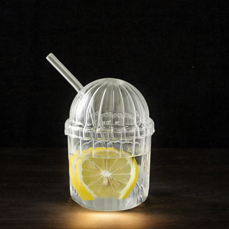 
Cute kids glass cup with cartoon design and reusable straw