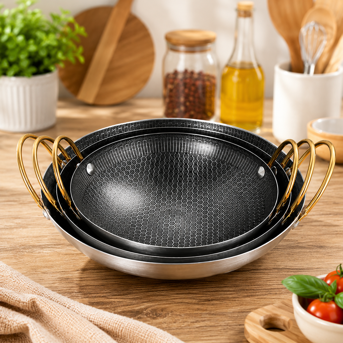DS54 Stainless Steel Honeycomb Non-Stick Frying Pan | 8/9/10/11 Inch Kitchen Cooking Pan