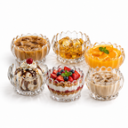 Classic flower-shaped transparent glass bowl