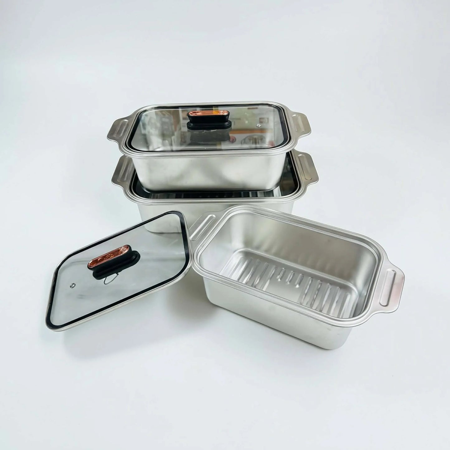 
Deep stainless steel food tray for home kitchen