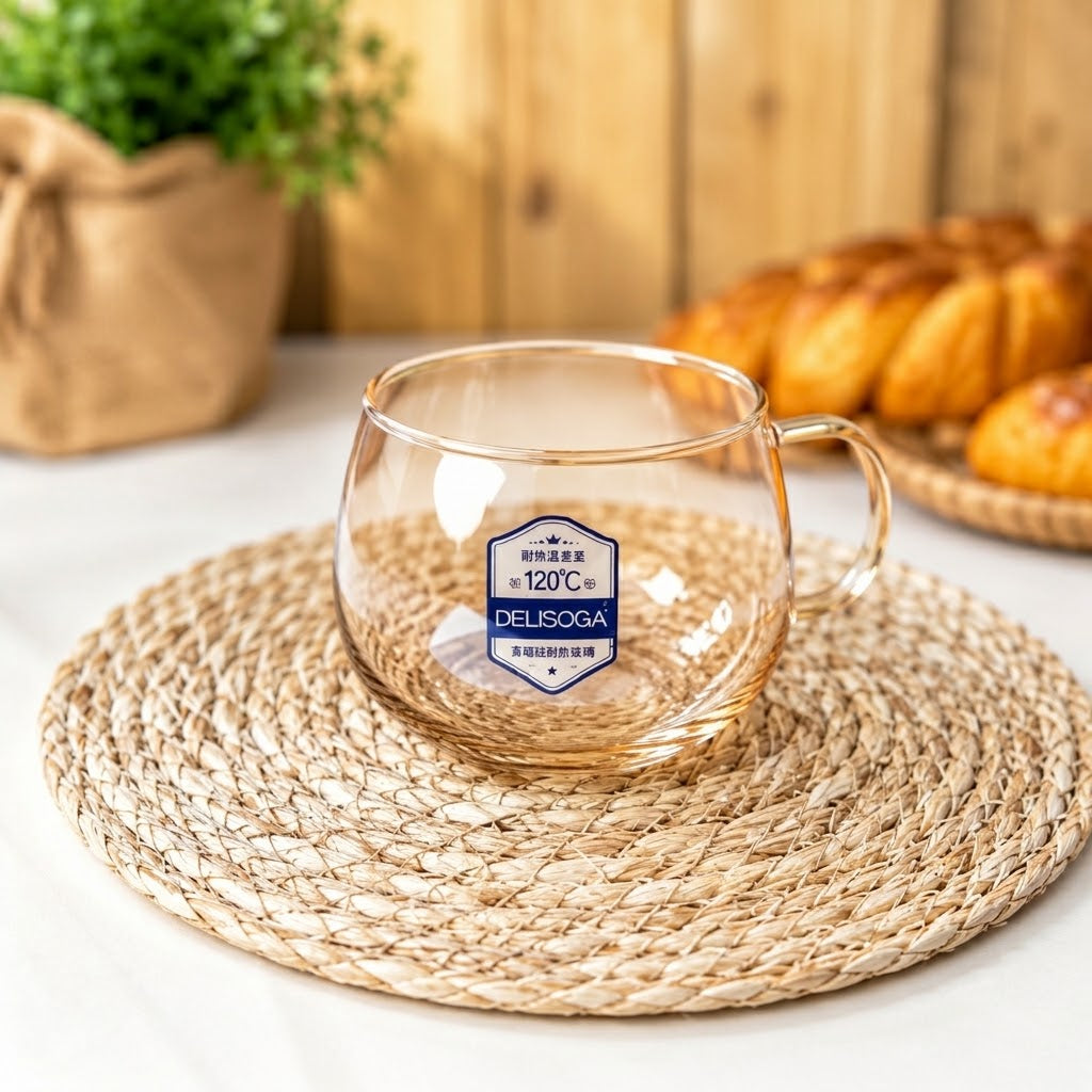Delisoga Golden Glass Tea Cup with Borosilicate Glass