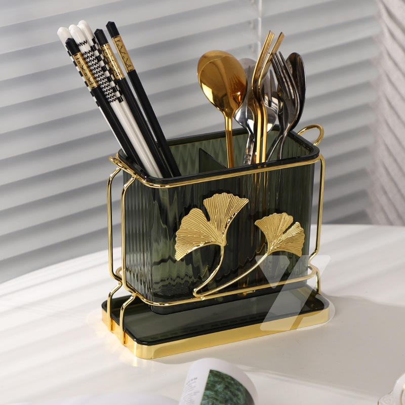 
Double tier kitchen cutlery drain rack