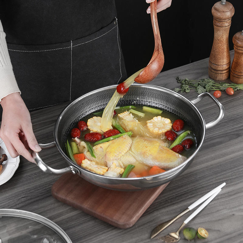 
Dual-handle honeycomb wok with 3–4L capacity