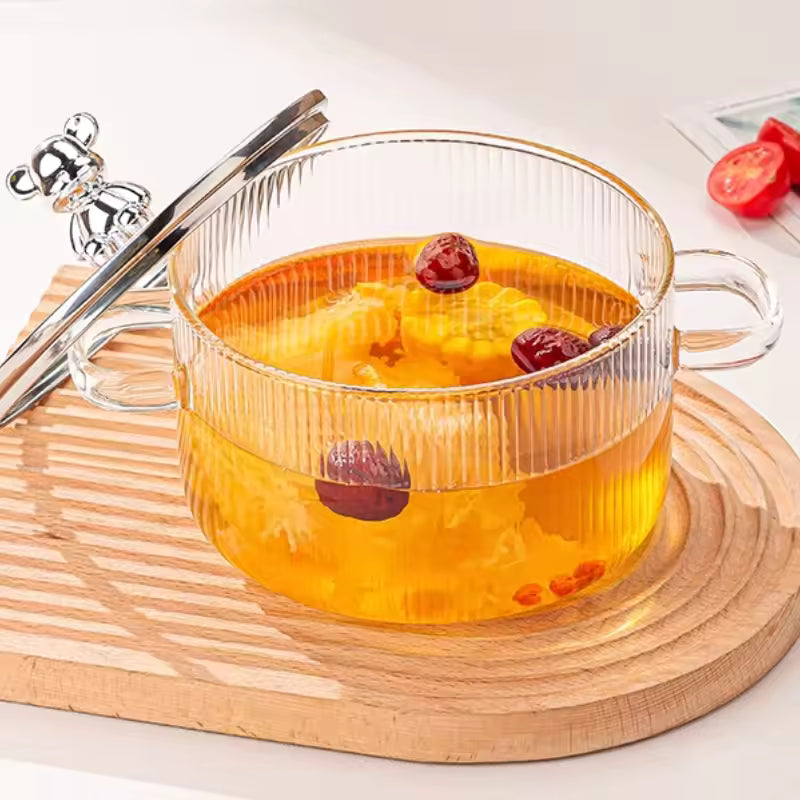 
Durable borosilicate glass stock pot