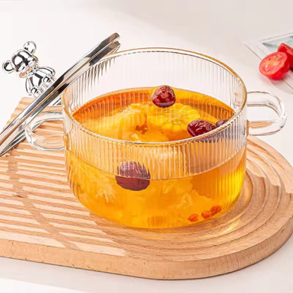 
Durable borosilicate glass stock pot