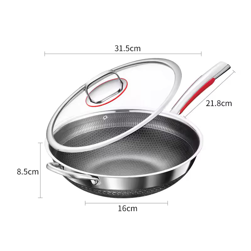 
Durable induction-compatible wok pan
