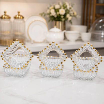 Premium Heart Shape Glass Bowl Set (6 Pieces) | Elegant Dessert, Fruit & Snack Serving Bowl Set