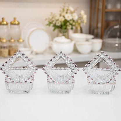 Premium Heart Shape Glass Bowl Set (6 Pieces) | Elegant Dessert, Fruit & Snack Serving Bowl Set
