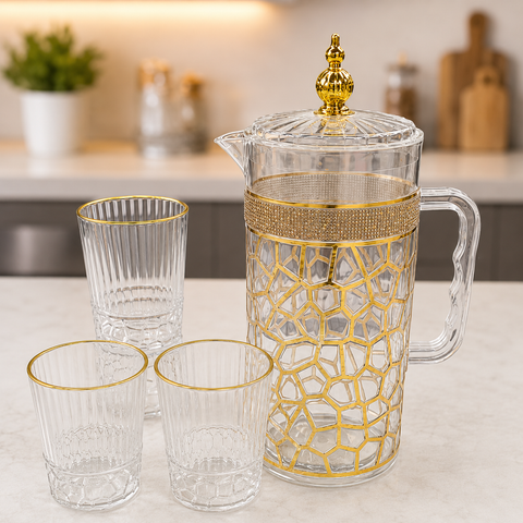Luxury Golden 2 Liter Plastic Fiber Cold Water Jug