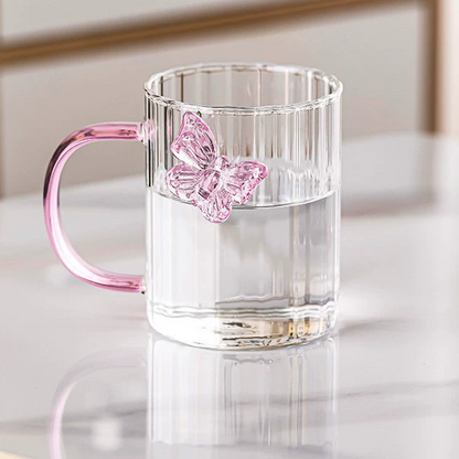 
Elegant striped handle glass cup