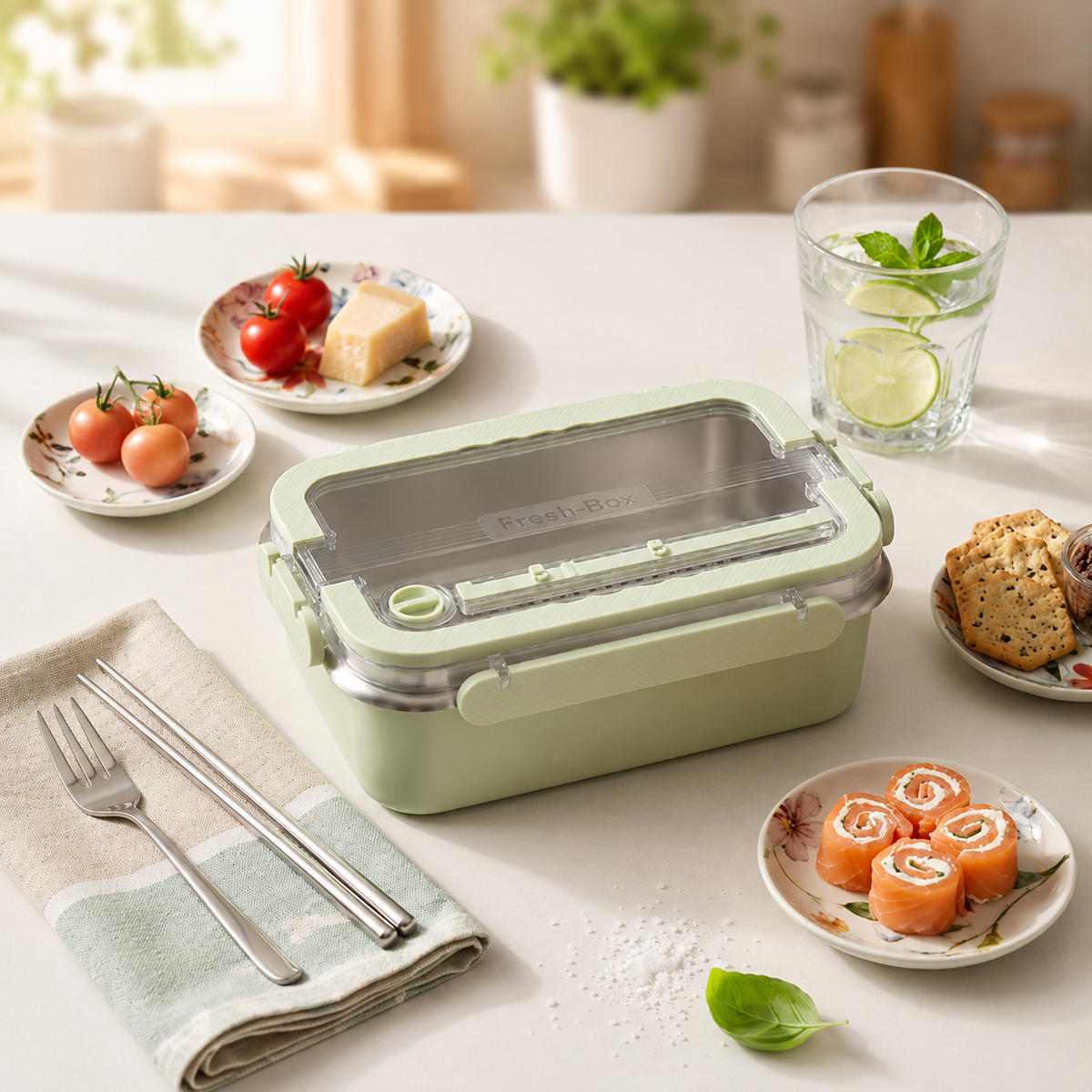 
Premium Food Grade Stainless Steel Lunch Box 2100ml