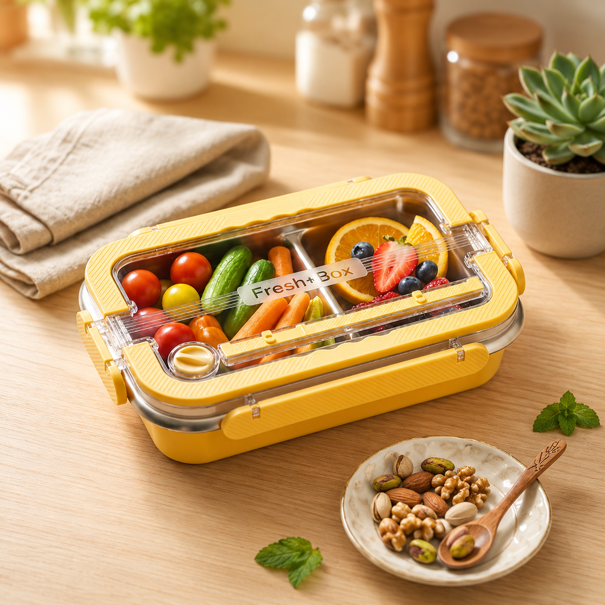304 Stainless Steel Bento Lunch Box with Leakproof Locking Lid