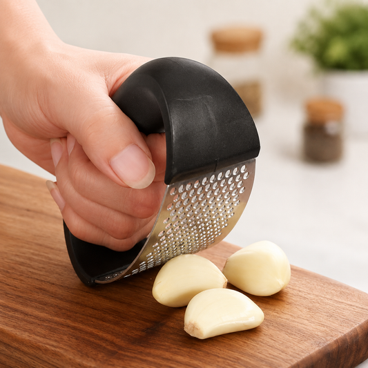 Manual metal garlic masher and press for kitchen