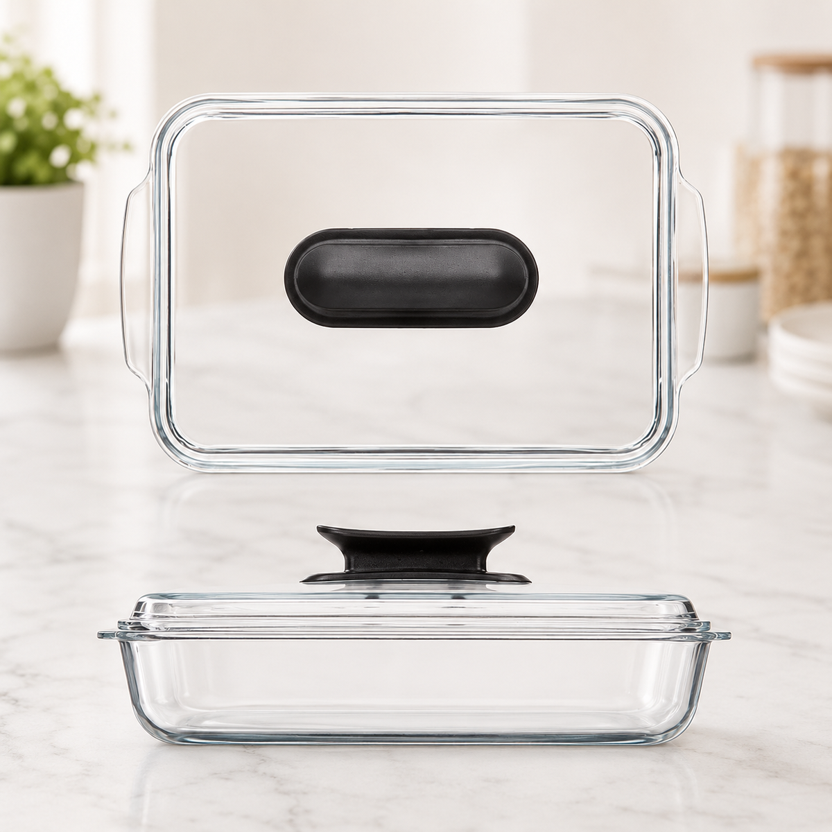 3L high borosilicate glass baking dish with lid