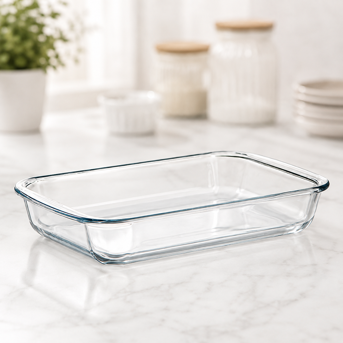 Non-Stick High Borosilicate Glass Baking Dish | Square Oven-Safe Glass Bakeware Pan