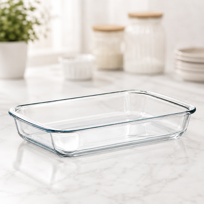 Non-Stick High Borosilicate Glass Baking Dish | Square Oven-Safe Glass Bakeware Pan