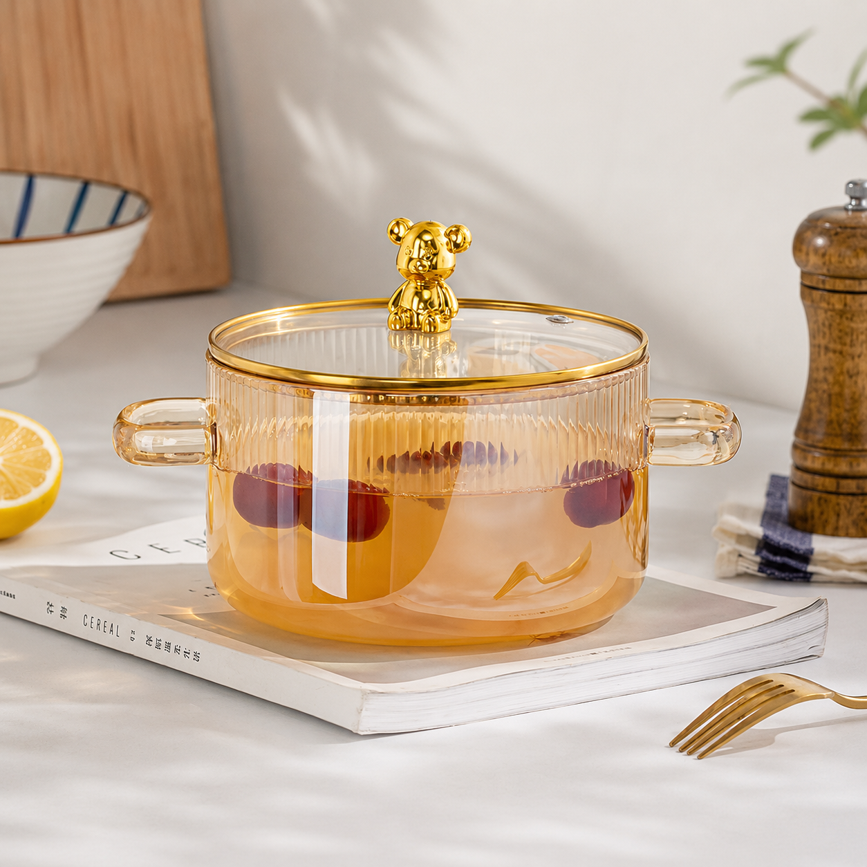 High Borosilicate Glass Stew Pot 1.5L | Heat-Resistant Transparent Soup & Cooking Pot with Lid