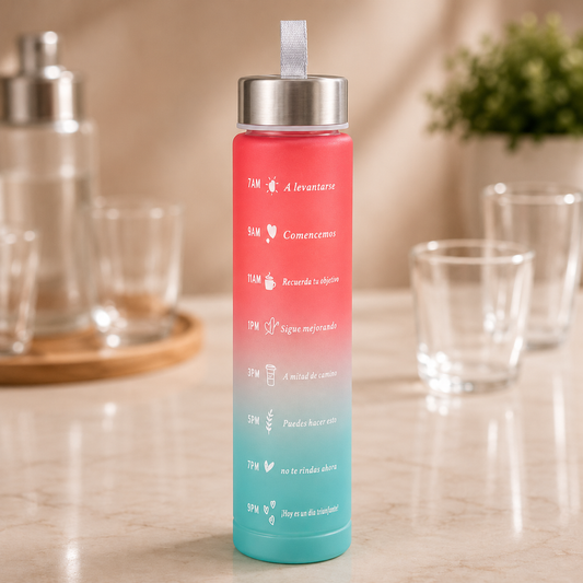 64oz sports motivational water bottle with time marker
