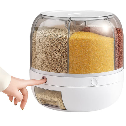 6-compartment rotary cereal storage dispenser