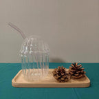 High Borosilicate Cartoon Bobo Glass Cup – With Lid &amp; Straw