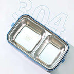 304 Stainless Steel Bento 2 Compartments Lunch Box with Spoon & Fork