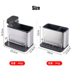 3-in-1 Kitchen Dish Soap Dispenser with Sponge Holder – Stainless Steel, Rustproof