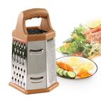 Kitchen Gadgets Wood Handle Chopping 6 in 1 Multifunctional Grater Stainless Steel Box Grater Peeler Slicer