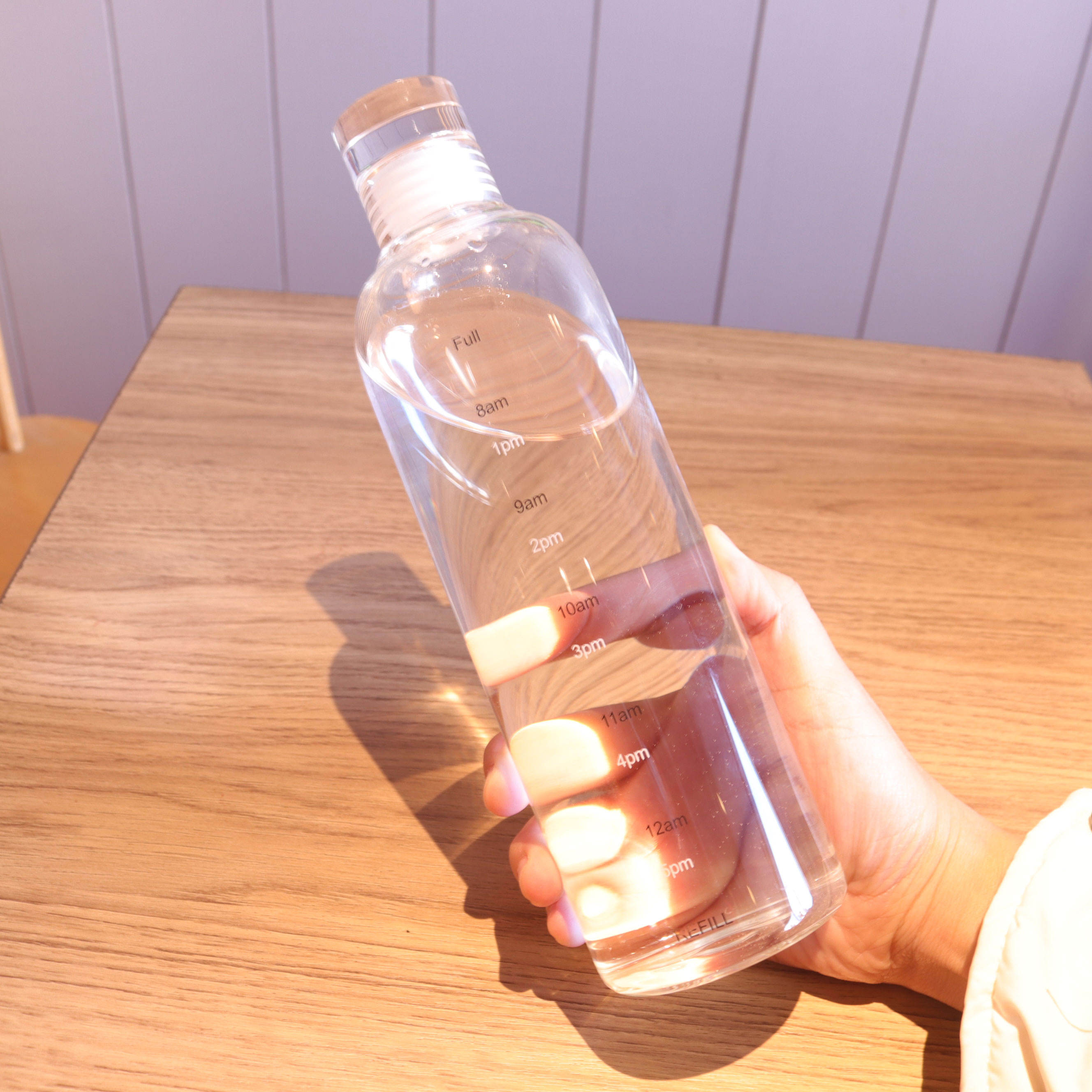 Glass Customize Borosilicate Fitness Water Bottle – With Time Stamp &amp; Glass Lid