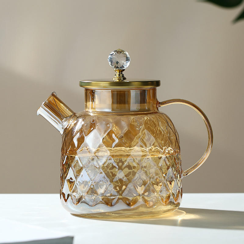 Large Capacity Modern Luxury Glass Pitcher with Lid – Tea &amp; Water Jug Pot Set