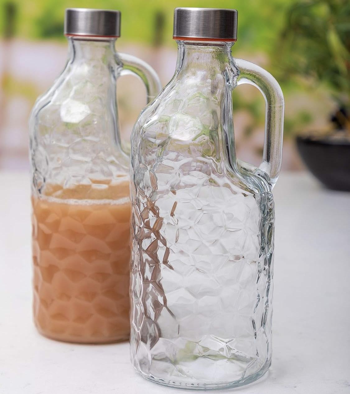 1000ml Transparent Glass Bottle with Airtight Cap – Water & Juice Storage Bottle