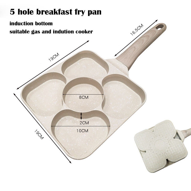 5-Hole Heart-Shaped Non-Stick Egg Pan | Pancake, Omelet & Mini Cake Breakfast Skillet