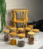 Customized Free Assemble Sturdy Wood Shelf Seasoning Rack Bamboo Spice Rack Organizer with Wooden Spoon