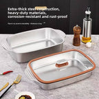 Stainless Steel Large Capacity Rectangular Grill Plate | Deepened Multi-Purpose BBQ & Commercial Baking Tray [Deep]