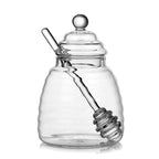 300ml Handmade Honey Jar – Honeycomb Glass with Dipper