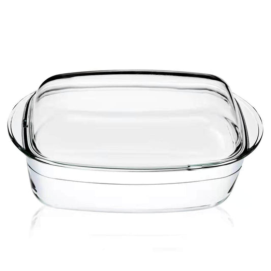 High Borosilicate Rectangular Glass Casserole Dish with Lid