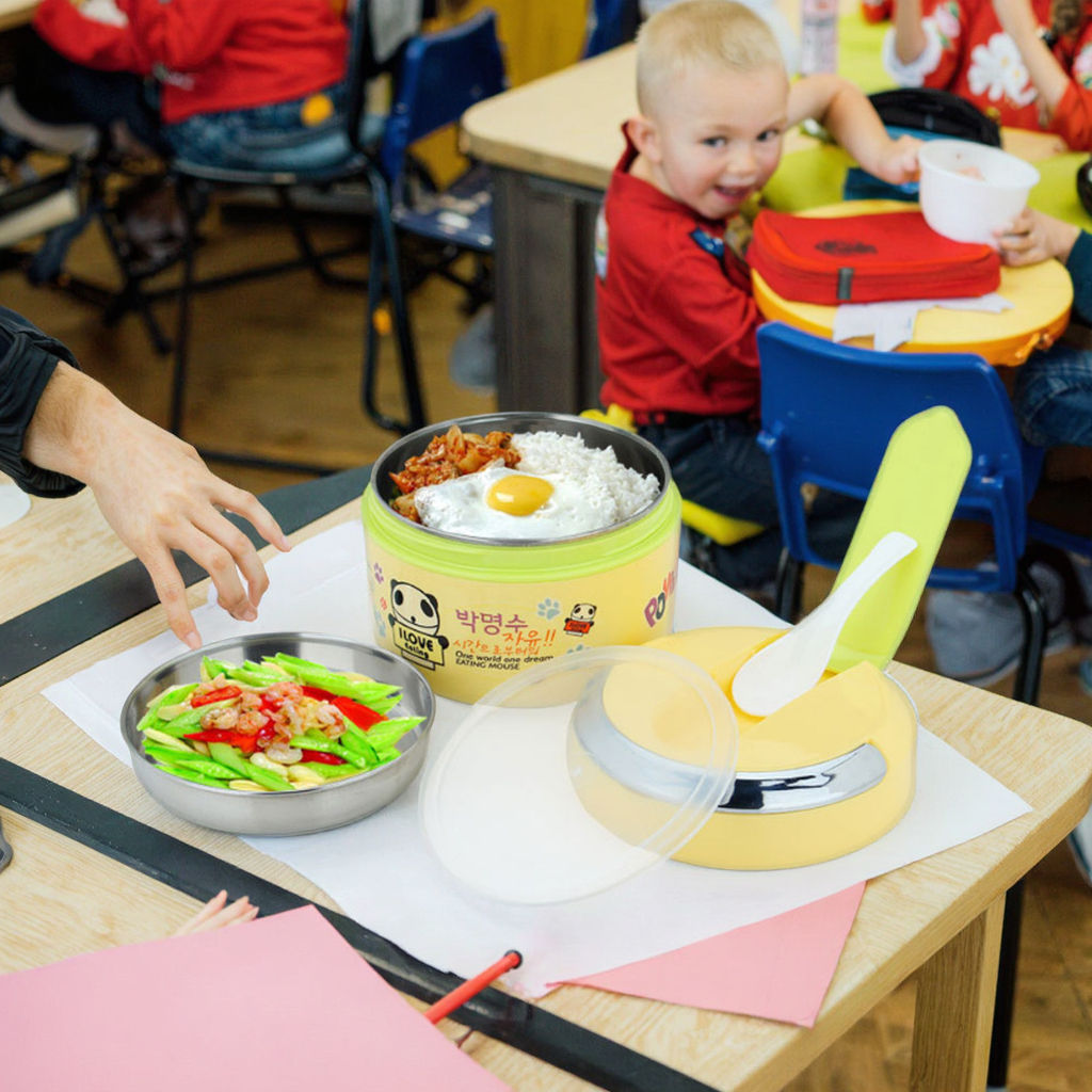 Cute Cartoon Stainless Steel Lunch Box Bento for Kids Food Container with Spoon