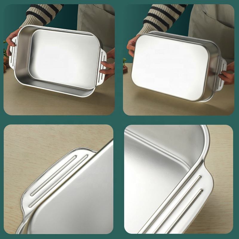 Supplier Rectangle Baking Pan Stainless Steel Food Serving Tray Without Lid