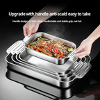 Supplier Rectangle Baking Pan Stainless Steel Food Serving Tray Without Lid