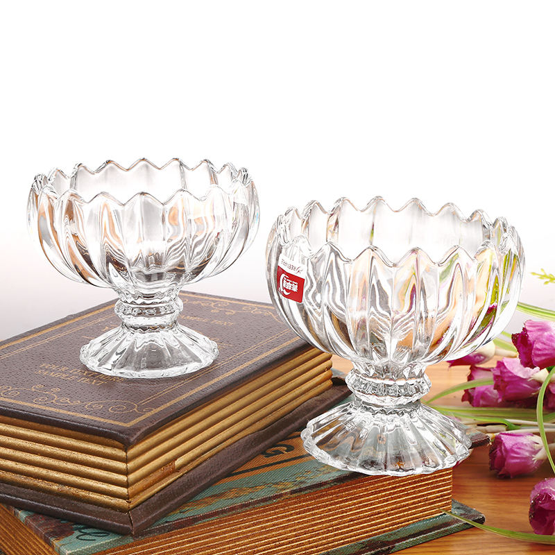 Japanese Simple Lotus Tall Glass – Creative Dessert Cup for Ice Cream, Milkshake & Fashion Desserts