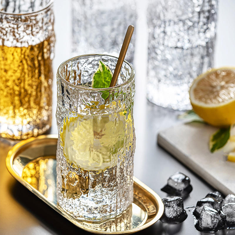 Customized Textured Floral Glass Tumbler Set – 6 Pcs | Premium Clear Drinking Glasses for Water, Juice & Tea