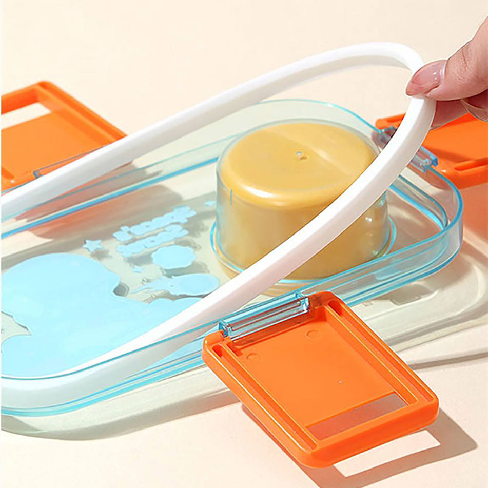 Plastic Cartoon 2-layer Lunch Box 500ml + Outside Bowl 80ml with Spoon
