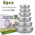 6PCS Stainless Steel Fine Mesh Colander Bowl Set – Kitchen Strainer with Draining Basket Handles