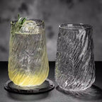 M 400ml Stripe Glass Coffee Mug | Transparent Glass Cup for Tea, Juice, Milk &amp; Mocha