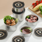 304 Stainless Steel Fresh-keeping Portable Vacuum sealed Round Fruit Bento Box Multifunctional Food Container Lunch Box